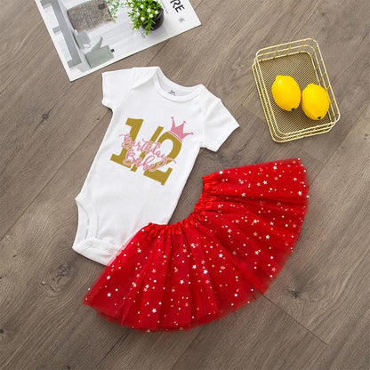 It's My 1/2 Birthday Baby Girls Birthday Outfit Cake Smash Outfit Birthday Party Shirt Tutu + Baby Bodysuits Dress Set Clothes