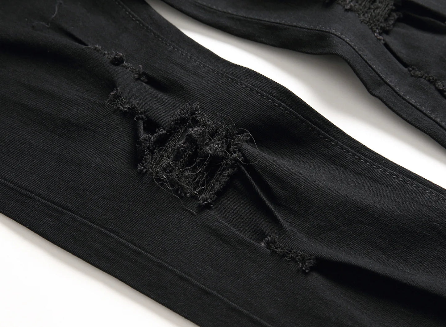 Punk Street Style Ripped Skinny Jeans Men Vintage Wash Solid Denim Trouser Men's Casual Slim Fit Pencil Denim Holes Pants 2025