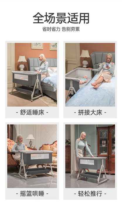 Baby Bed Crib Portable Bassinet Bedside Liftable Cradle Bed Playpen Newborn With Changing Table Storage Bag Mosquito Net