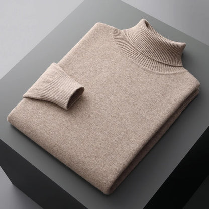 Autumn and winter new 100% merino cashmere sweater men's knitted pullover padded warm turtle neck fashion loose plus size coat