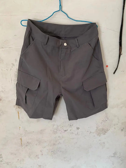 Summer Fashion Casual Tooling Shorts Men's Solid Loose Cotton Multi-pockets Cargo Pants Comfy Beach Sport Short Trousers for Men