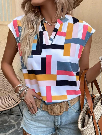 Women's Blouse Casual Short Sleeve Shirt Simple V Neck Tops Elegant Shirts And Blouses Deals Summer Youthful Woman Clothes 2025