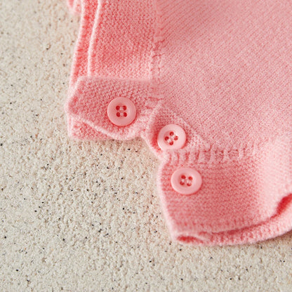 Suefunskry Baby Girl Overalls, Sleeveless Bows Pattern Knit Romper Bodysuit Spring Fall Clothes for Casual Daily