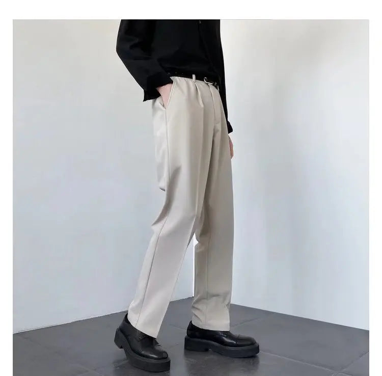 Spring Summer New Men Straight Casual Pants Korean Loose Suit Trousers Baggy White Elegant Pant Male Streetwear Y2k Men Clothing