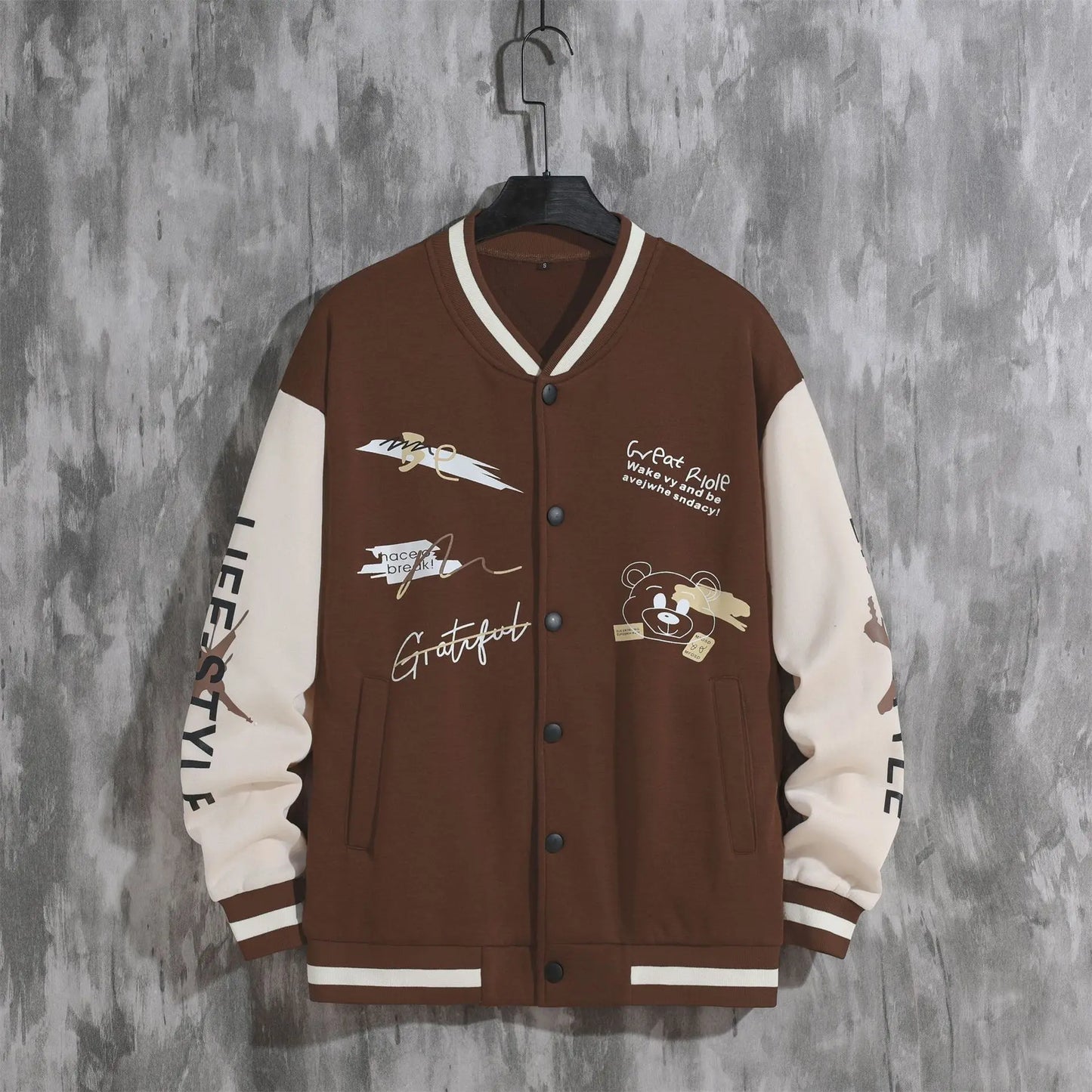 2025 New Jacket Coat Letter Printed  Wear Men Baseball Jacket Casual Long Sleeve Stand Jackets Men's Coats Sweatshirts Outerwear