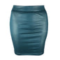 Women Mini Skirt Solid Color High Waist Slim Fit Skinny Matte Faux Leather Cozy Commuter Bodycon Skirt OL Office Pencil Skirts