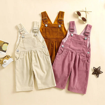 2025 Lorrainian 3-24M Baby Girl Summer Overalls Infant Wide Leg Solid Color Jumpsuit Front Pocket Suspender Pants Outfits