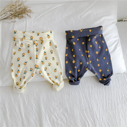 Cotton Warm High Waist Pants+ Long Sleeve O-neck Top Sets Toddler Underwear Suits Baby Girls Boys New Cute 0-3years Pajamas