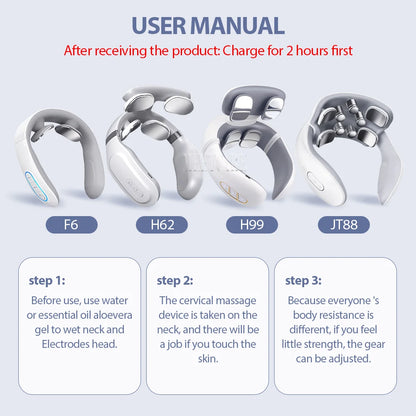 Smart Back Neck Massager with Heating TENS Pulse Cervical Muscle Massage Wireless Shoulder Relief Pain Health Care