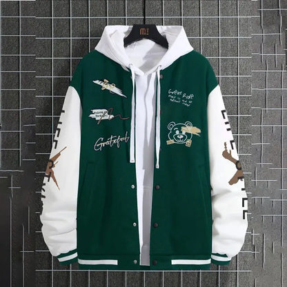 2025 New Jacket Coat Letter Printed  Wear Men Baseball Jacket Casual Long Sleeve Stand Jackets Men's Coats Sweatshirts Outerwear