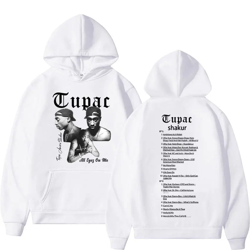 Retro Rapper Tupac 2pac Hoodie Hip Hop Pria Hoodie Pullover Ukuran Besar Atasan Hoodie Hitam Pria Wanita Sweatshirt