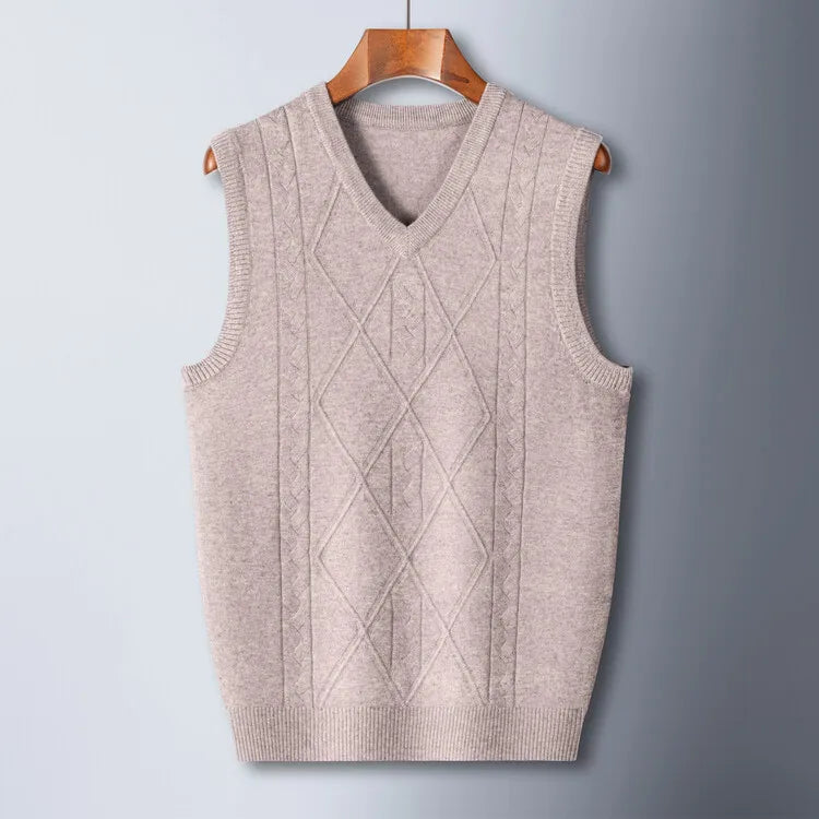 2025 New Trend Men's Business Casual Pullover Wear Warm Sleeveless Wool Knitted Sweater Vest Tops