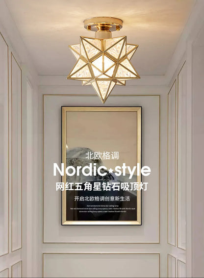 Lamps for Living Room Decor Five-pointed chandelier Modern Balcony Corridor Porch Fashion Network Red Star  Ceiling Light