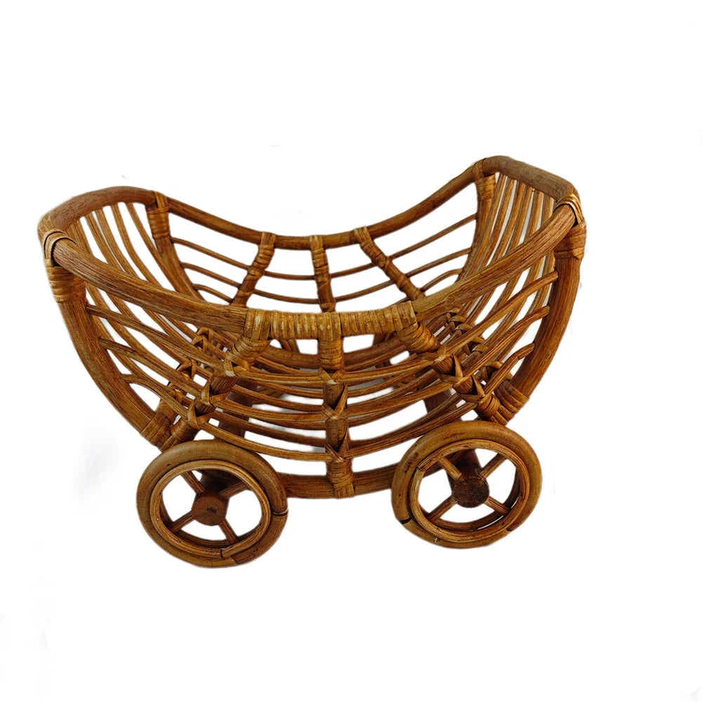Original Baby Rattan Cart Basket Newborn Photography Props Trolley Baby Crib Newborn Photography Chair Stroller Prop Fontography