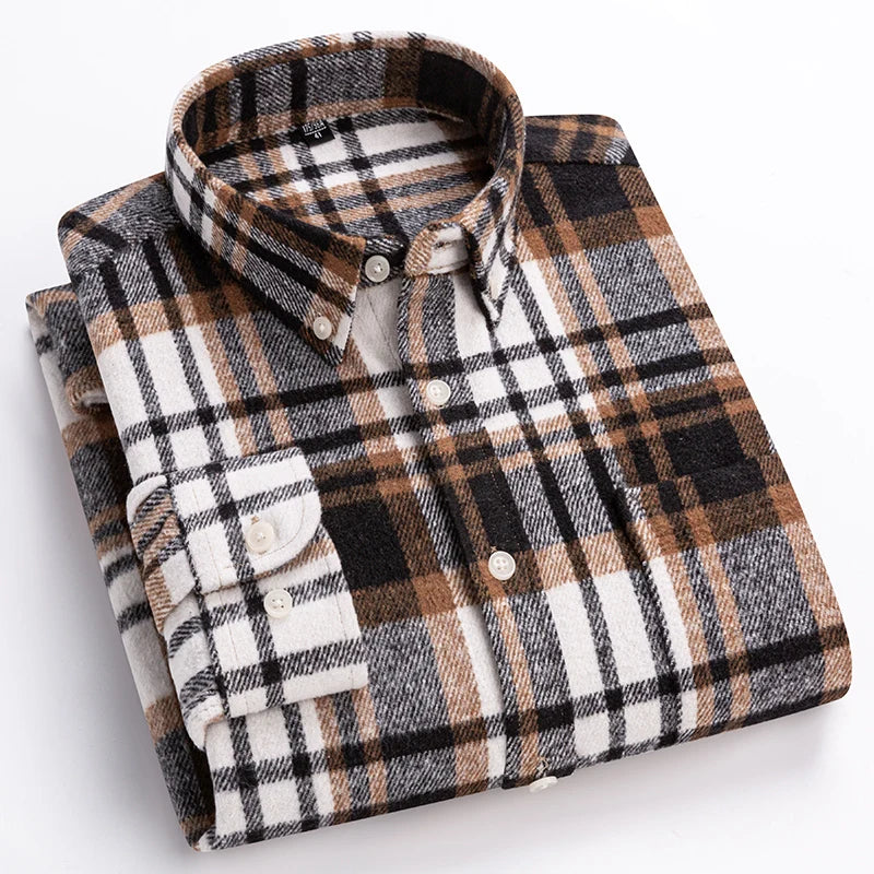 New in shirt plus size 7xl100%cotton long-sleeve shirts for men slim fit casual plain shirt soft kerokan designer plaid clothing