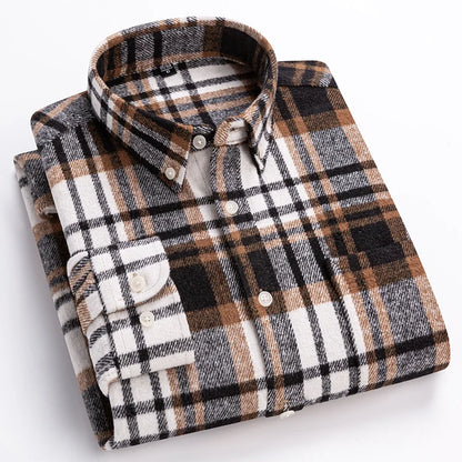 New in shirt plus size 7xl100%cotton long-sleeve shirts for men slim fit casual plain shirt soft kerokan designer plaid clothing