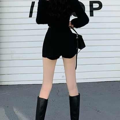 Women Sexy Split Shorts Skirt Summer Korean High Waist Office Ladies Mini Skirt Fashion Casual Black A Line Skirts