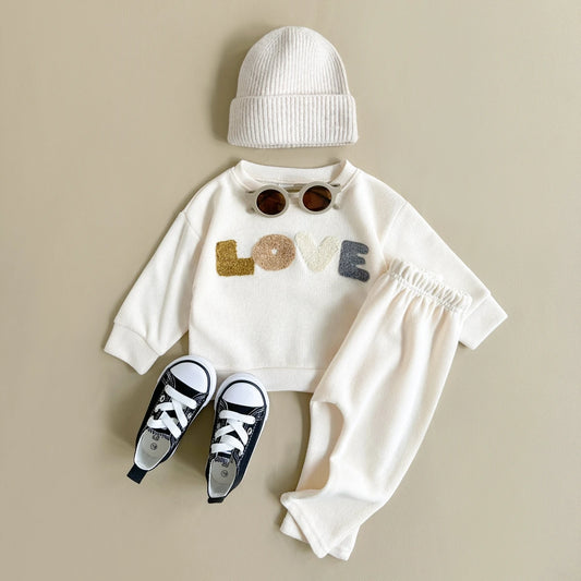 Newborn Baby Clothes Infant Outfit Boy Girl Sweatshirt Spring Autumn Top Pants Letter Long Sleeve 2Pcs Kids Children Clothes Set