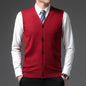 2025 Men's New Autumn and Winter Vest Young Casual Warm Knit Sleeveless Base Shirt Solid Color Jacquard Cardigan Vest