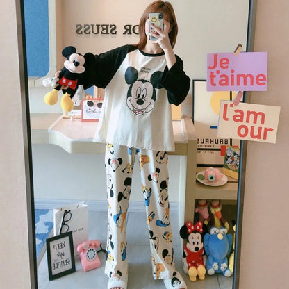Women's Pajamas Sets Spring Autumn Two-Piece Cute Print Pajama Long Sleeve Pajama Home Clothes Two-piece