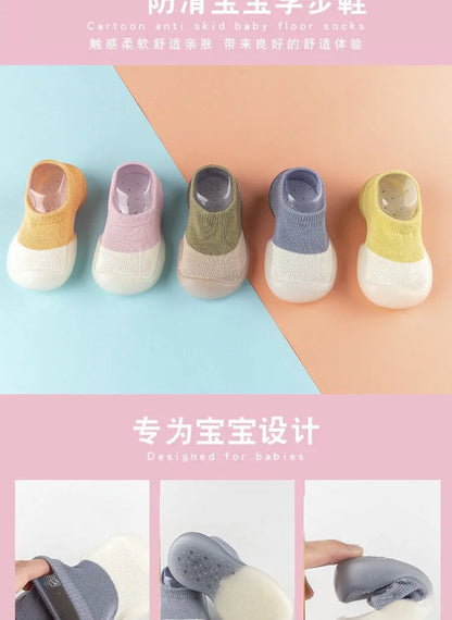 1pair Baby First Walker Toddler Shoes Non-slip Comfortable Silicone Soft Sole Casual Indoor Floor Socks Knit Booties for Newborn