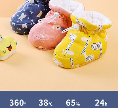Newborn Baby Shoes for Boys Girls Winter Warm Thicken Plush Toddler Shoes Soft Sole Kids Short Booties Infant First Walker