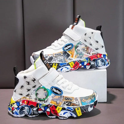 Autumn Kid Sneakers Chunky Versatile Basketball Sneakers for Children Fashion Causal Non-slip Boys School Sports Shoes Hook Loop