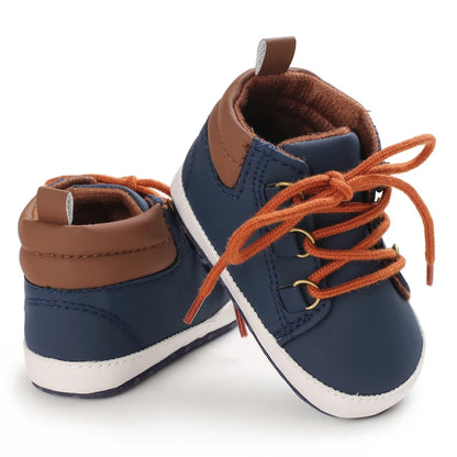 Lucky Blue Newborn Infant Toddler Boy Girl Casual Breathable Soft Cloth Bottom  Anti-slip PU Leather First Walkers Canvas Shoes