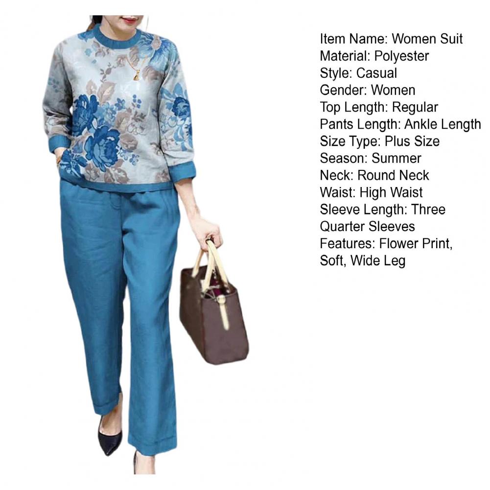 Summer Sets Large Silk Wide Leg Trouser Set Women's Spring 2025 New Print Silk Fashion Slim Two Piece Set Female Elegant