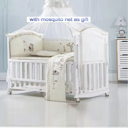 Mini Baby Crib 4 in 1 Convertible with Memory Foam Mattress(38"by 24") Included, Cunas para Babes 2024 Natural Wood Portable Crib