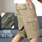 Men's Cargo Shorts Knee Pants Zipper Pocket Summer Cotton Shorts Climbing Jogger Elastic Waist Sports Wear