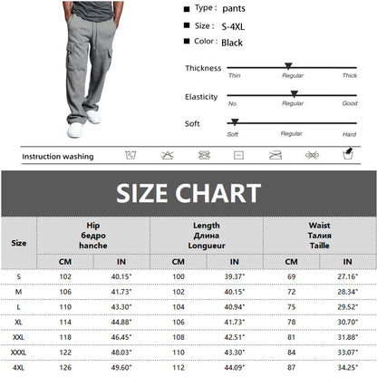 Men's Sweatpants Straight Fit Joggers for Sports and Streetwear Loose Oversized Drawstring Long Pants Men Multi-pocket Pants