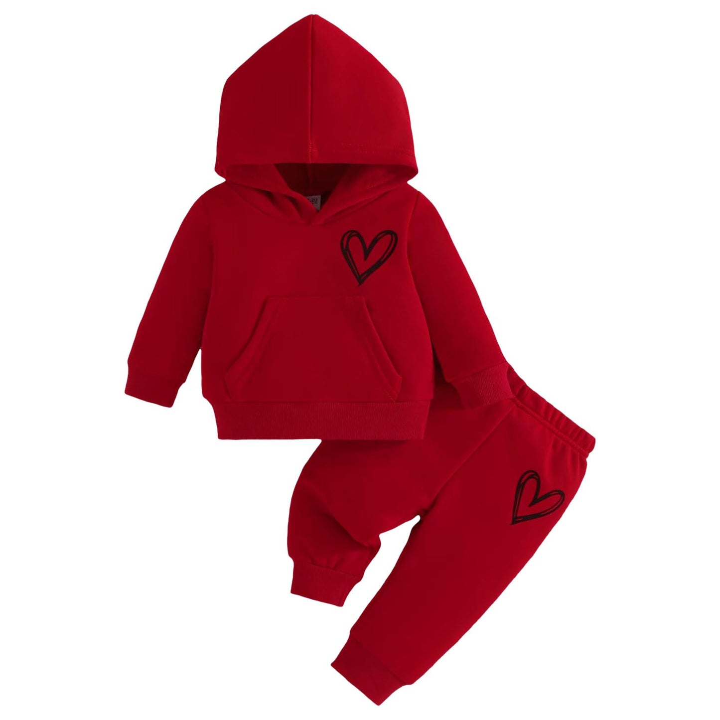 Children Hooded Tracksuits Suits 3-24M Toddler Boys Girls Clothing Suit Heart Print Sweatshirt And Sports Pants Set