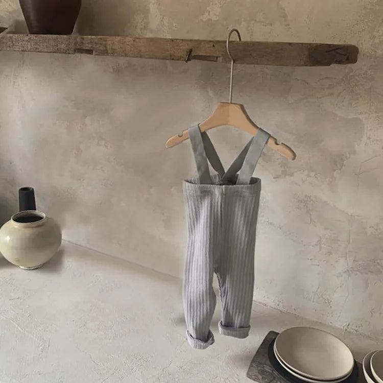 2025 Autumn New Baby Solid Leggings Toddler Boy Pp Pants Cotton Infant Girl Overalls Kids Casual Trousers Baby Strap Leggings