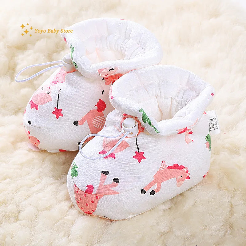 Newborn Baby Shoes for Boys Girls Winter Warm Thicken Plush Toddler Shoes Soft Sole Kids Short Booties Infant First Walker