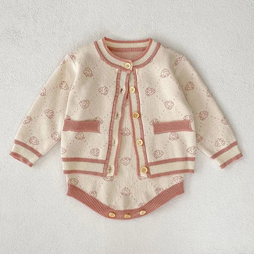 Autumn Winter Korean Style Newborn Baby Girls Clothing Set Long Sleeved Plaid Cardigan Coat+ Shorts 0-3Yrs Children Clothes Suit