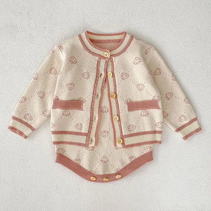 Autumn Winter Korean Style Newborn Baby Girls Clothing Set Long Sleeved Plaid Cardigan Coat+ Shorts 0-3Yrs Children Clothes Suit