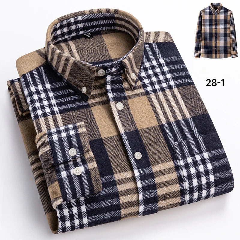 New in shirt plus size 7xl100%cotton long-sleeve shirts for men slim fit casual plain shirt soft kerokan designer plaid clothing