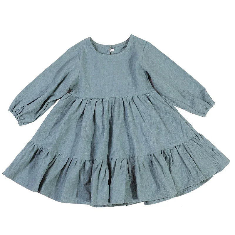 Full Sleeve Toddler Baby Girl Dress Cotton Solid Full Sleeve Infant Dress
