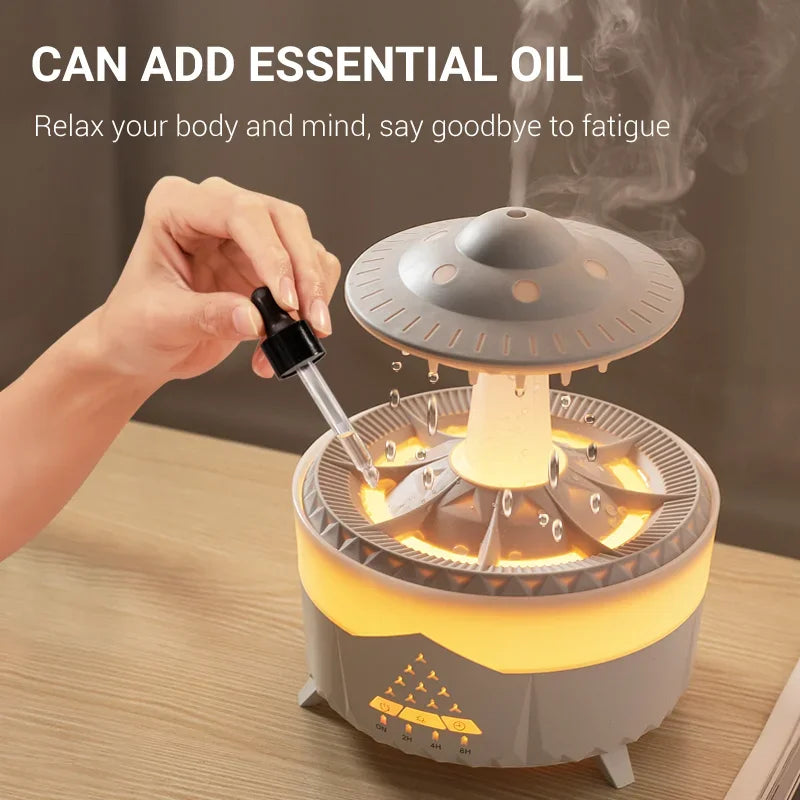 Rain Cloud Humidifier Water Drip with Remote Raindrop Humidifier Rain Cloud Diffuser Mushroom Air Humidifier with Rain Lamp