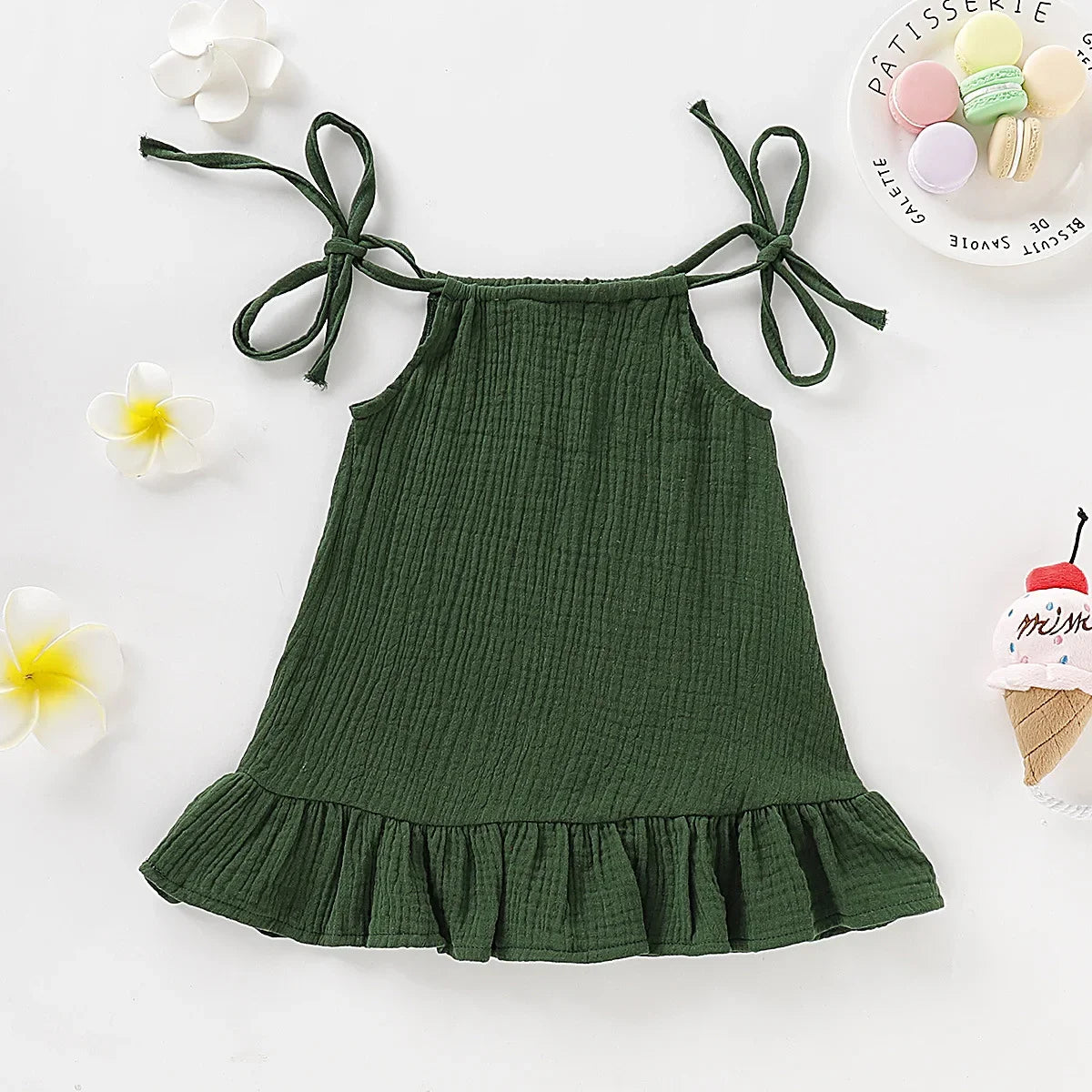 Summer Toddler Baby Girl Sleeveless Ruffles Dress Sarafan Kids Cotton Linen Muslin Slip Dresses Clothing