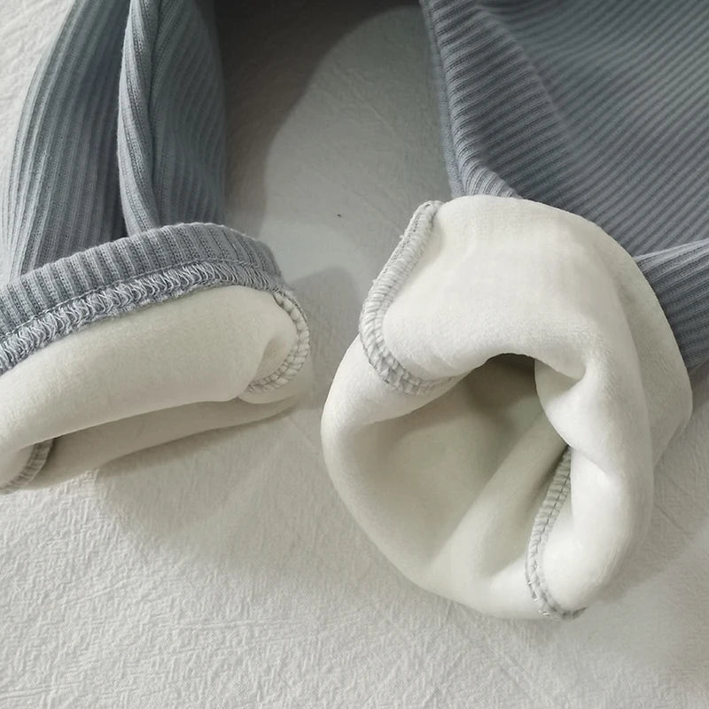 MILANCEL Baby Leggings Toddler High Waist Fleece Thermal Trousers Infant Solid Color Pants