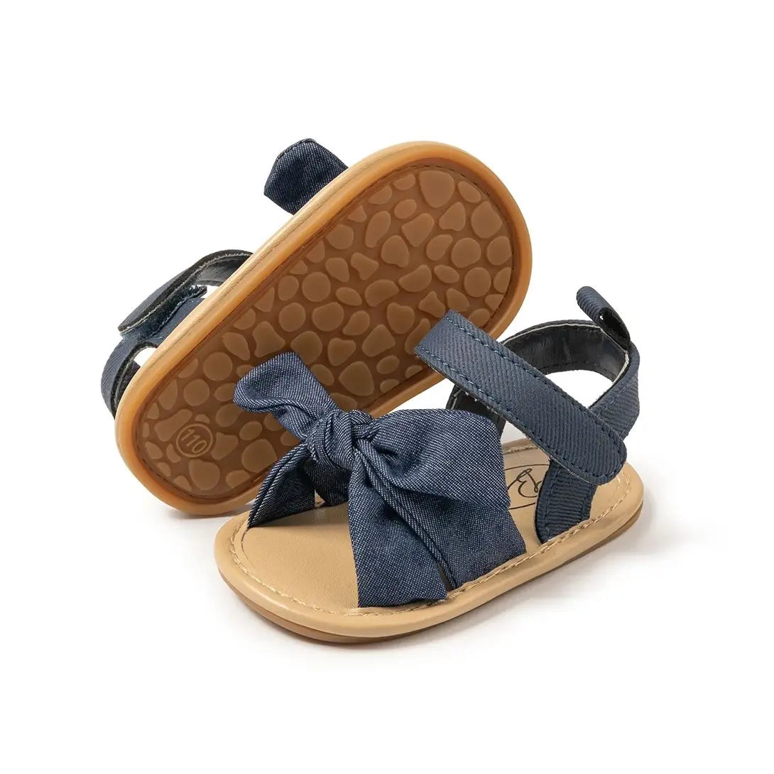KIDSUN Summer Baby Beach Sandals Bow-knot Rubber Sole Anti-Slip Newborn Princess Toddler Crib First Walkers Baby Girls Shoes
