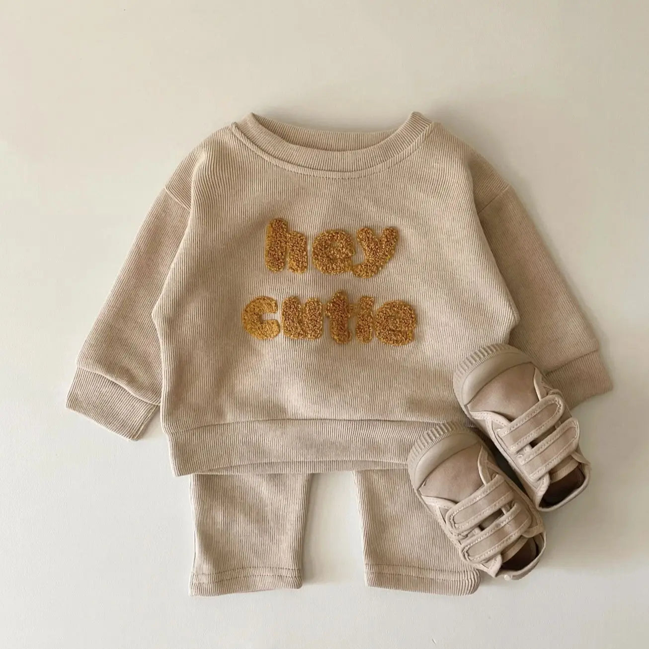 Europe Baby Cotton Knitting Clothing Sets Kids Boys Girls Spring Clothes Loose Tracksuit Pullovers Tops +Pants 2PCS Outfits