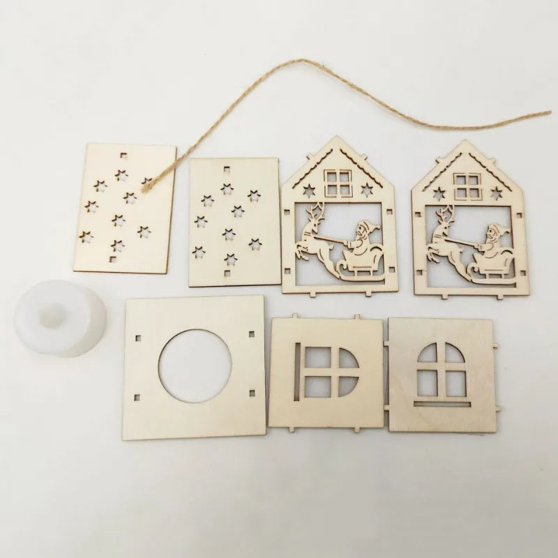 New Holiday Wooden Decorations for Christmas Houses, Wooden Cabin Ornaments, Handmade Wooden Crafts, Christmas Ornaments