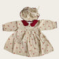 0-2Y Baby Girls Clothes Full Of Cherry Print Baby Dress Long Sleeve Cherry Dresses Ranched Dress with Hat