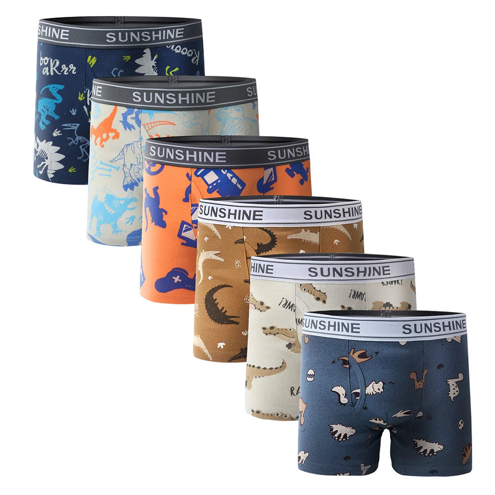 6 Pcs Baby Toddler Boys' Underwear,  100% Cotton Kids Underwear, Little Boys Briefs Soft Dinosaur Boxer Briefs