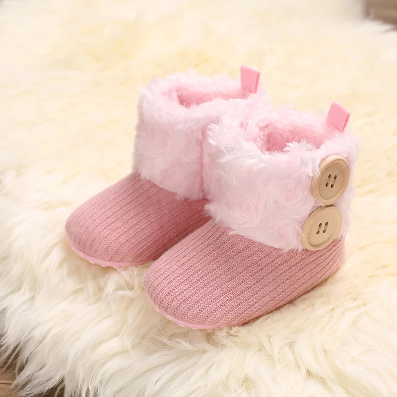 Autumn and Winter Baby Plush Thick Warm Cotton Shoes 0-18 Months Soft Soled Comfortable Non Slip Boots