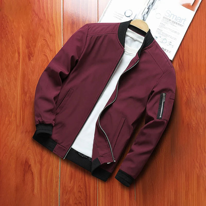 M-4XL Men's Jacket Autumn Thin Long Sleeve Baseball Uniform Windproof Cycling Jacket Solid Zipper Casual Jacket