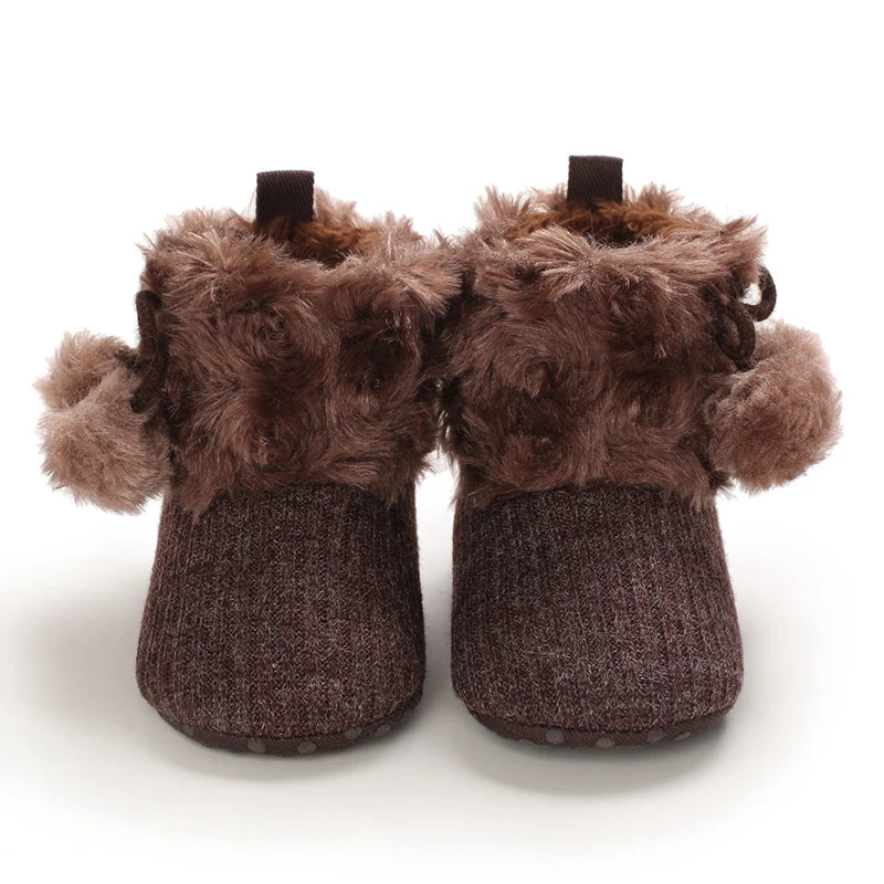 Autumn and Winter Baby Plush Thick Warm Cotton Shoes 0-18 Months Soft Soled Comfortable Non Slip Boots